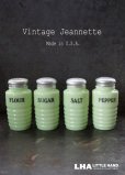 画像1: 【RARE】U.S.A. vintage 【Jeannette】アメリカヴィンテージ ジャネット ライトジェード・シェイカー 4個SET FLOUR SUGAR SALT PEPPER 1930-40's (1)