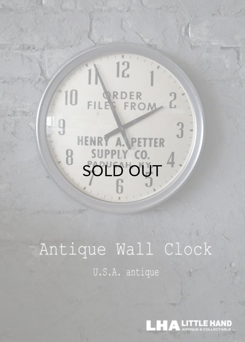 画像1: 【RARE】U.S.A. antique SETH THOMAS wall clock 広告入 アメリカアンティーク 掛け時計 スクール ヴィンテージ クロック アドバタイジングクロック 36cm 1940-60's