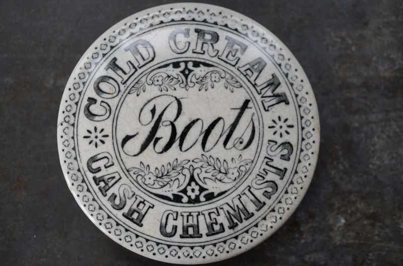 画像2: ENGLAND antique イギリスアンティーク Boots COLD CREAM コールドクリームジャー 陶器ポット 1880's