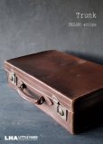 画像1: ENGLAND antique Trunk イギリスアンティーク トランク・スーツケース バッグ ブラウン 茶 ヴィンテージ　1930-50's (1)