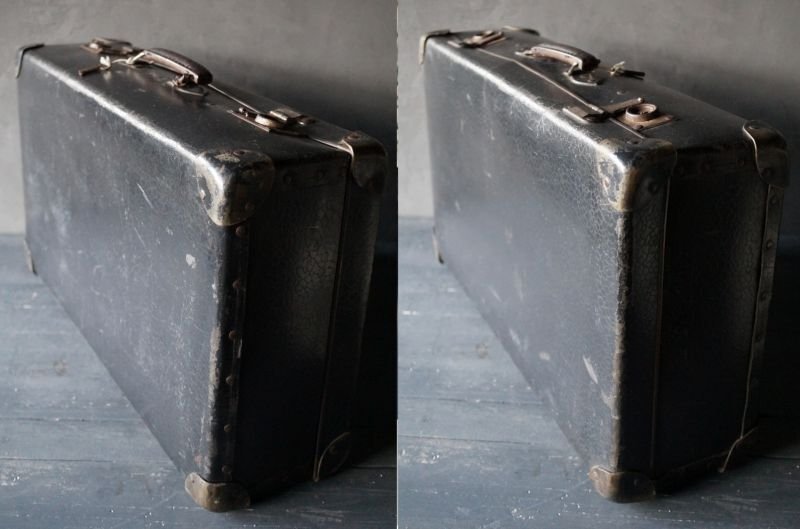 画像2: ENGLAND antique Trunk イギリスアンティーク トランク・スーツケース バッグ ブラック 黒 ヴィンテージ　1950-60's