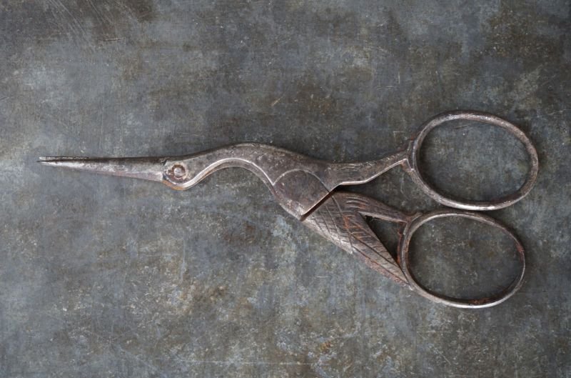 画像3: FRANCE antique Scissors フランスアンティーク コウノトリ糸切ハサミ ミニハサミ ヴィンテージ 1930-40's