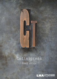 FRANCE antique Letterpress 【G/T】フランスアンティーク メタルプリンターブロック Ｈ6.3/4.2ｃｍ スタンプ はんこ 1890-40's 