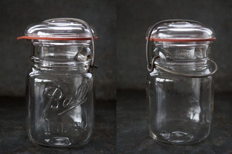 画像2: USA antique Ball Glass Jar アメリカアンティーク BALL ジャー ワイヤー付き ガラスジャー (S) ヴィンテージ メイソンジャー 保存瓶 1933－60's