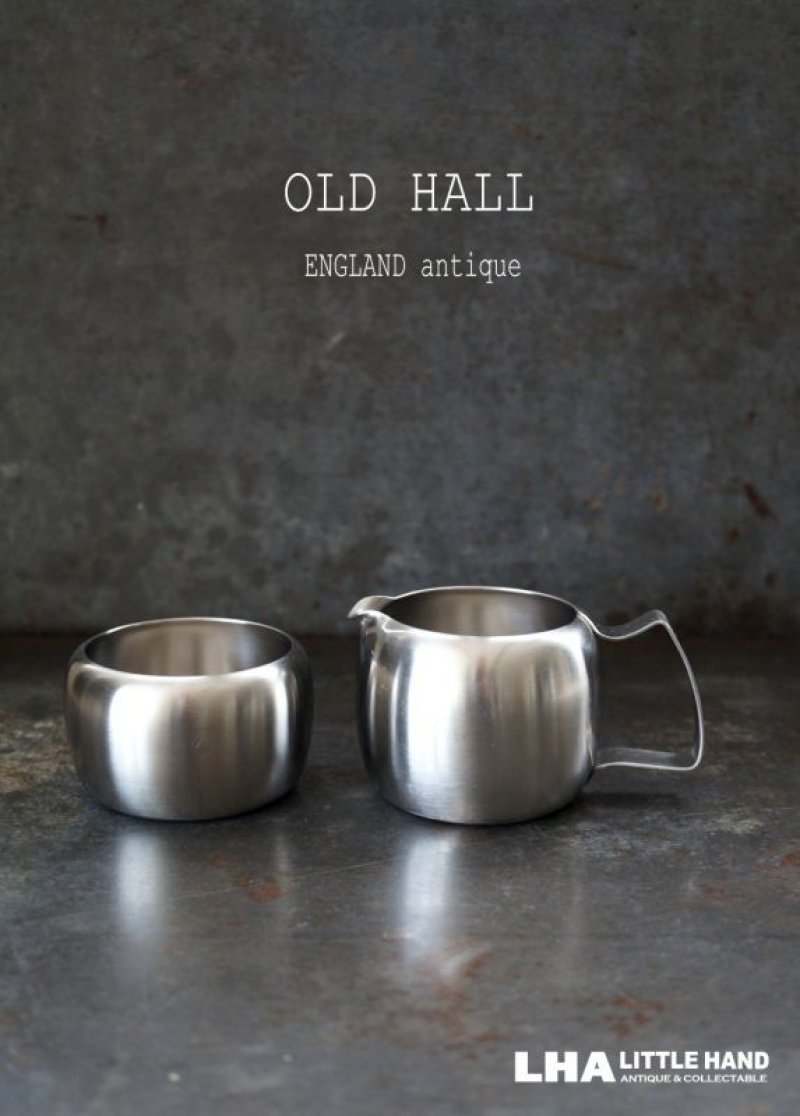 画像1: ENGLAND antique OLD HALL  Connaught イギリスアンティーク オールドホール シュガーボウル 5oz＆ミルクジャグ 3/8pt［マット仕上げ］ヴィンテージ 1950-60's