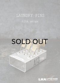U.S.A. antique LAUNDRY PINS (small) アメリカアンティーク ナンバー入ランドリーピン8本＆ケースセット セーフティピン ヴィンテージ 1960's 