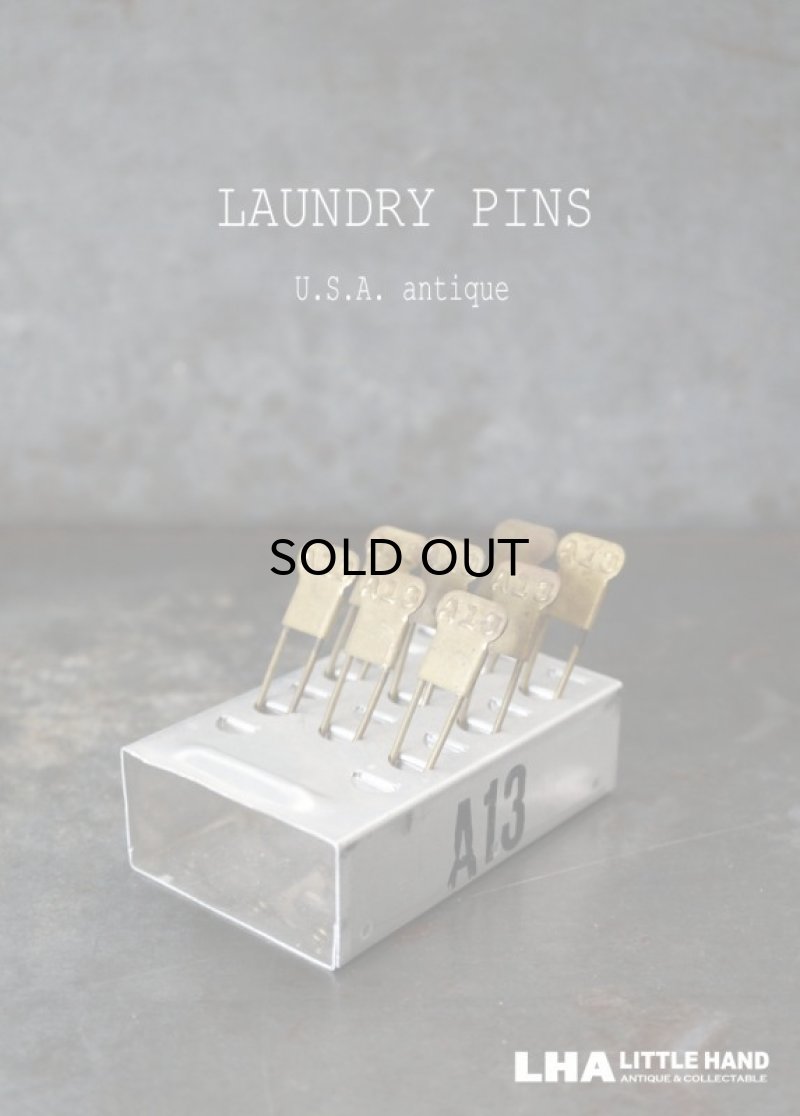 画像1: U.S.A. antique LAUNDRY PINS (small) アメリカアンティーク ナンバー入ランドリーピン8本＆ケースセット セーフティピン ヴィンテージ 1960's 