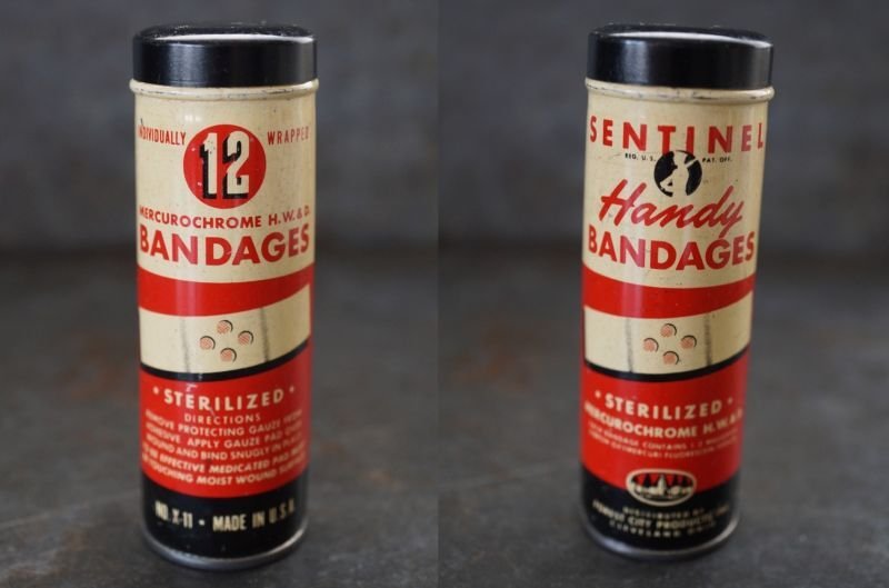画像3: USA antique Forest City Products Inc BANDAGES TIN アメリカアンティーク 絆創膏 バンドエイド缶 筒 ヴィンテージ ブリキ缶 缶 1930-50's 