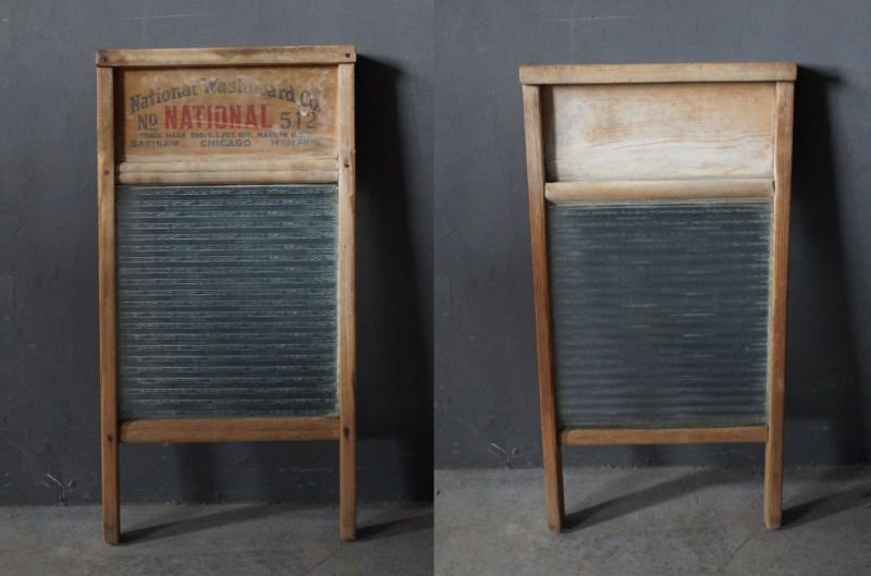 画像2: USA antique National Washboard glass アメリカアンティーク 木製・ガラス ウォッシュボード 洗濯板 ランドリー ヴィンテージ 1930-50's