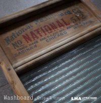 USA antique National Washboard glass アメリカアンティーク 木製・ガラス ウォッシュボード 洗濯板 ランドリー ヴィンテージ 1930-50's