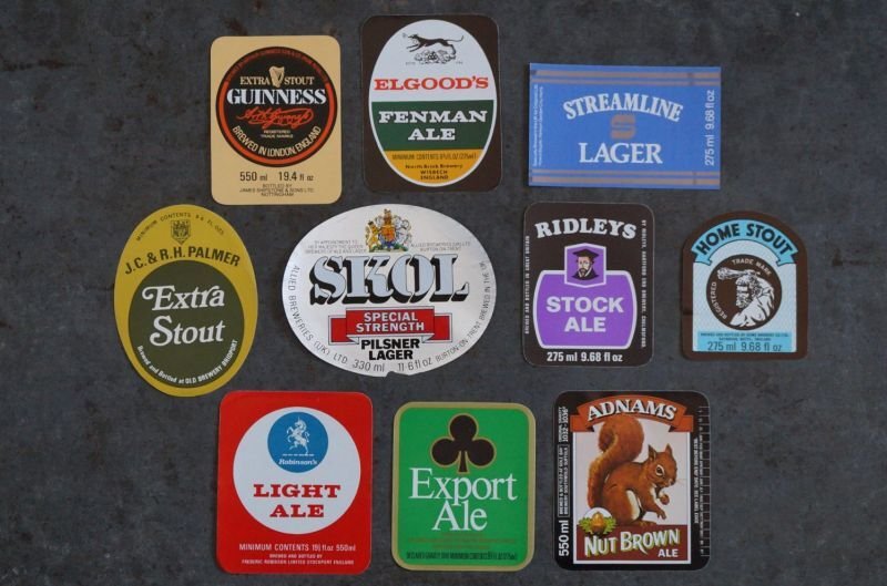 画像2: ENGLAND antique Brewery Bottle Labels 10pcs イギリスアンティーク 醸造所 ボトルラベル ヴィンテージ 10枚SET デッドストック未使用品 1970-80's
