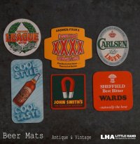 EGLAND antique ADVERTISING Beer Mats イギリスアンティーク アドバタイジング ビアマット コースター 広告入り ヴィンテージ 6枚SET 1970-80's