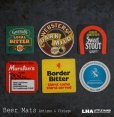 画像1: ENGLAND antique ADVERTISING Beer Mats イギリスアンティーク アドバタイジング ビアマット コースター 広告入り ヴィンテージ 6枚SET 1970-80's (1)