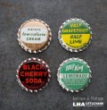 USA antique SODA Bottle Cap Magnets 4pcs アメリカアンティーク ボトルキャップ マグネット 4個SET ヴィンテージ 1950-70's