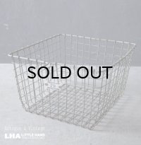 U.S.A. antique Wire Basket アメリカアンティーク ナンバータグ付き ワイヤーバスケット ワイド型 ヴィンテージ 1950-70's 