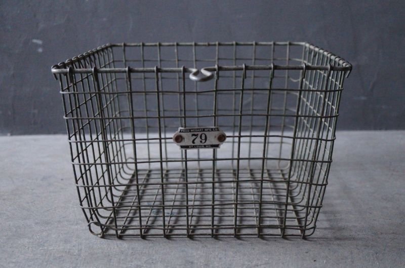 画像2: U.S.A. antique Wire Basket アメリカアンティーク ナンバータグ付き ワイヤーバスケット ワイド型 ヴィンテージ 1950-70's 