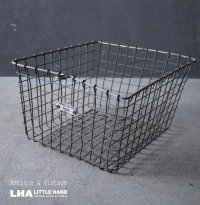 U.S.A. antique Wire Basket アメリカアンティーク ナンバータグ付き ワイヤーバスケット ワイド型 ヴィンテージ 1950-70's 