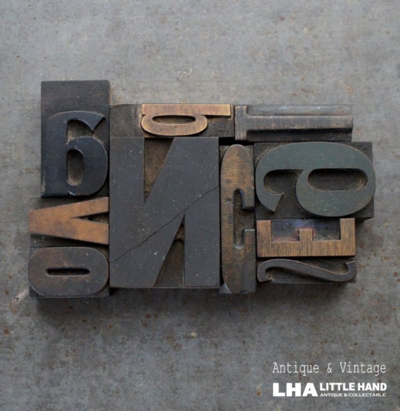 画像2: U.S.A. antique Letterpress 10cs アメリカアンティーク 木製プリンターブロック 10個セット H6.4cm〜H3.4cm  ヴィンテージ スタンプ ビンテージ はんこ 1900-60's 