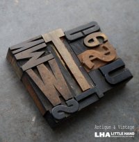 U.S.A. antique Letterpress 10cs アメリカアンティーク 木製プリンターブロック 10個セット H8.5cm〜H3.4cm  ヴィンテージ スタンプ ビンテージ はんこ 1900-60's 
