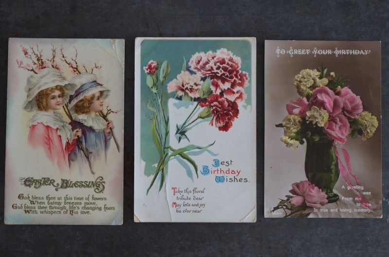 画像2: ENGLAND antique POST CARD 3pcs イギリスアンティー ポストカード 3枚セット  ヴィンテージ 葉書 ビンテージ 1910-30's