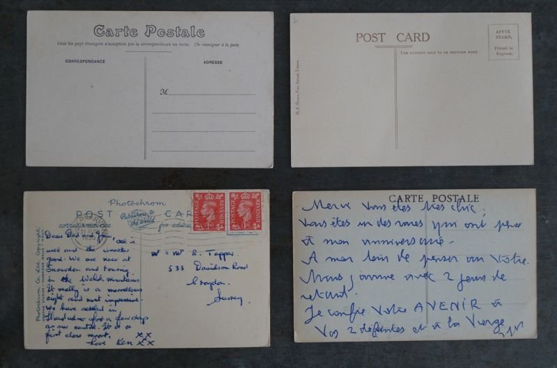 画像3: FRANCE antique POST CARD 4pcs フランスアンティー ポストカード 4枚セット  ヴィンテージ 葉書 ビンテージ 1900-50's