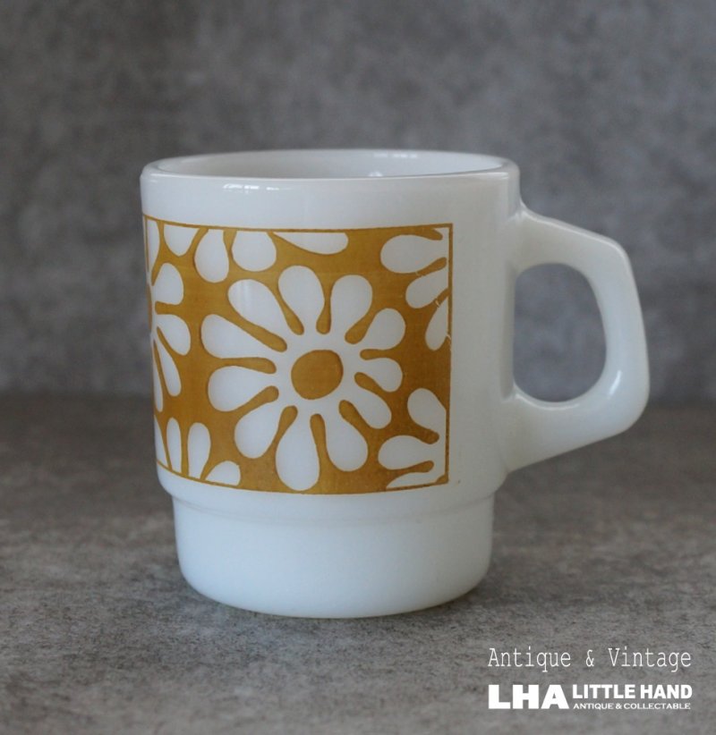 画像1: U.S.A. vintage Fire-king Mug Grooving Head アメリカヴィンテージ ファイヤーキング グルービングヘッド 黄土 マグ マグカップ 1970's