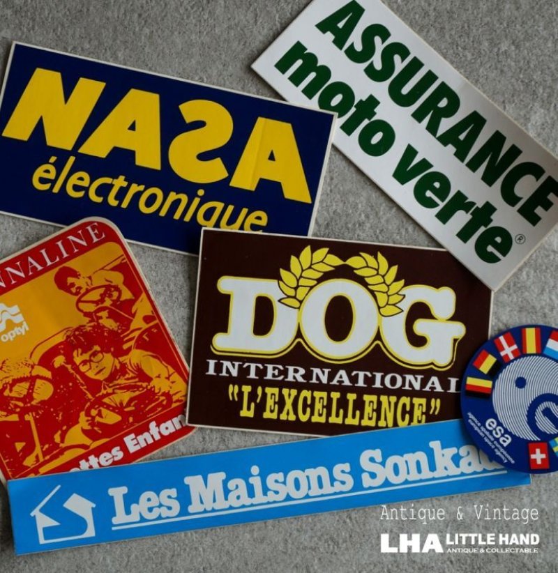 画像1: FRANCE & U.S.A. antique  STICKERS 6pcs フランス＆アメリカ アンティーク ステッカー シール ヴィンテージ 6枚SET 1980-90's