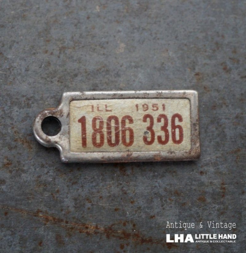 画像1: U.S.A. antique Number Tag アメリカアンティーク ナンバータグ ナンバープレート　キーホルダー 1951's 