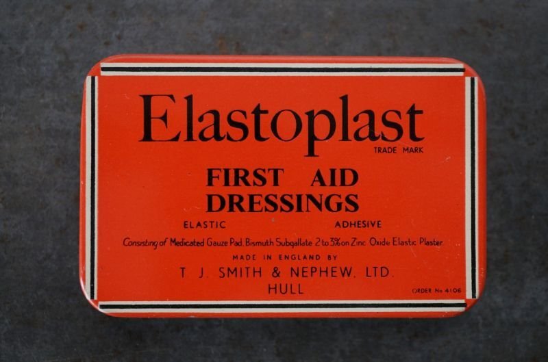 画像2: ENGLAND antique ELASTOPLAST TINイギリスアンティーク エラストプラスト缶 バンドエイド缶 絆創膏 ヴィンテージ1950-70's 