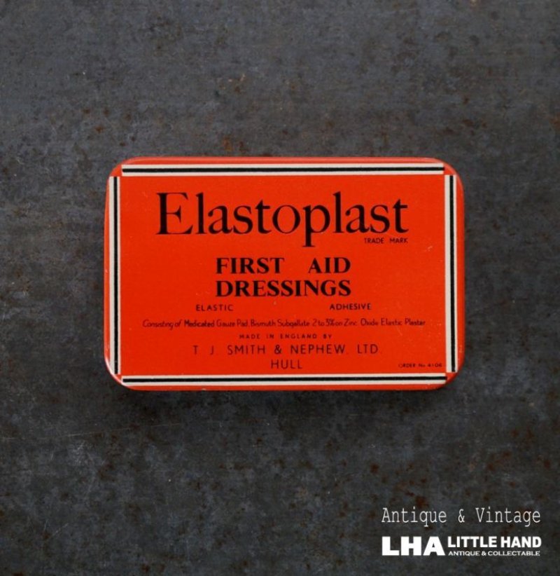 画像1: ENGLAND antique ELASTOPLAST TINイギリスアンティーク エラストプラスト缶 バンドエイド缶 絆創膏 ヴィンテージ1950-70's 
