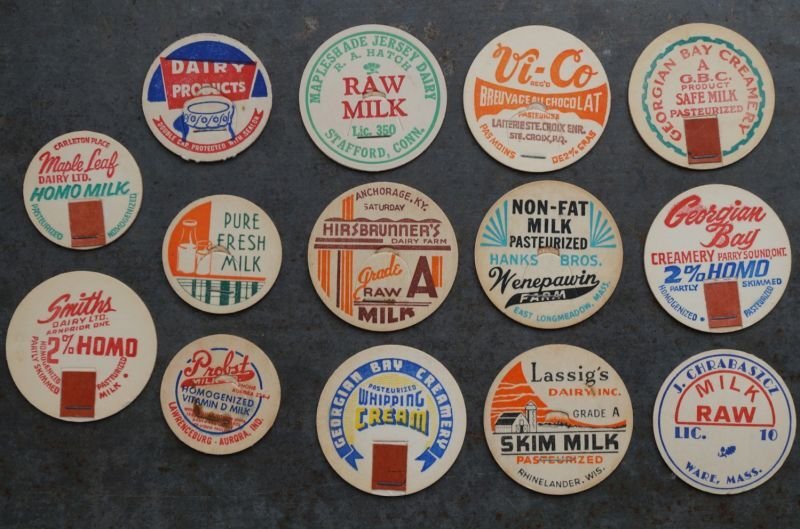 画像3: U.S.A. antique  Milk Bottle Caps アメリカアンティーク ヴィンテージ ミルクボトルキャップ 14枚SET　ミルクキャップ