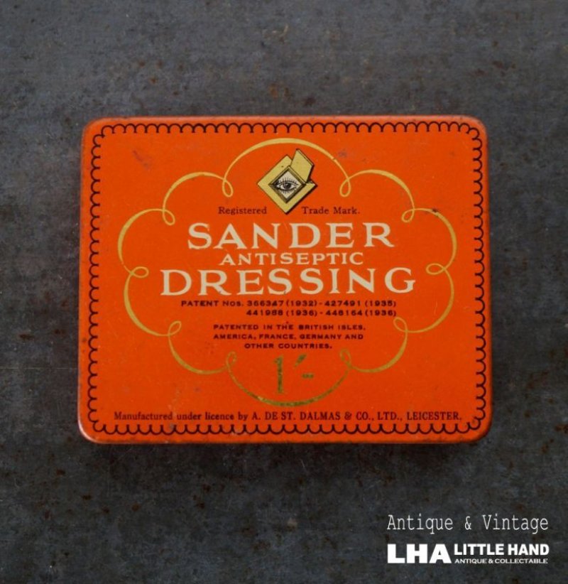 画像1: ENGLAND antique SANDER ANTISEPTIC DRESSING TINイギリスアンティーク 絆創膏缶 ブリキ缶 ヴィンテージ1930's 