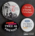 ENGLAND & U.S.A. antique BADGES 4pcs イギリス&アメリカアンティーク  ヴィンテージ 缶バッジ 4個セット 缶バッチ ビンテージ 1970-90's 
