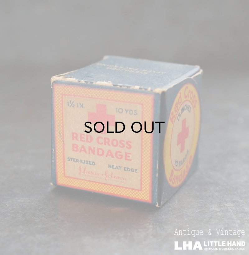 画像1: U.S.A. antique アメリカアンティーク ジョンソン&ジョンソン RED CROSS BANDAGE 包帯 紙箱 バンデイジ ヴィンテージ 1930-50's 