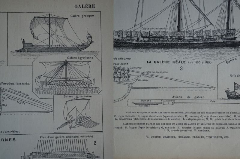 画像4: FRANCE antique ART PAPER  フランスアンティーク 辞書・図鑑の1ページ ［船・ボート］ 描画 アンティークアート 1900's