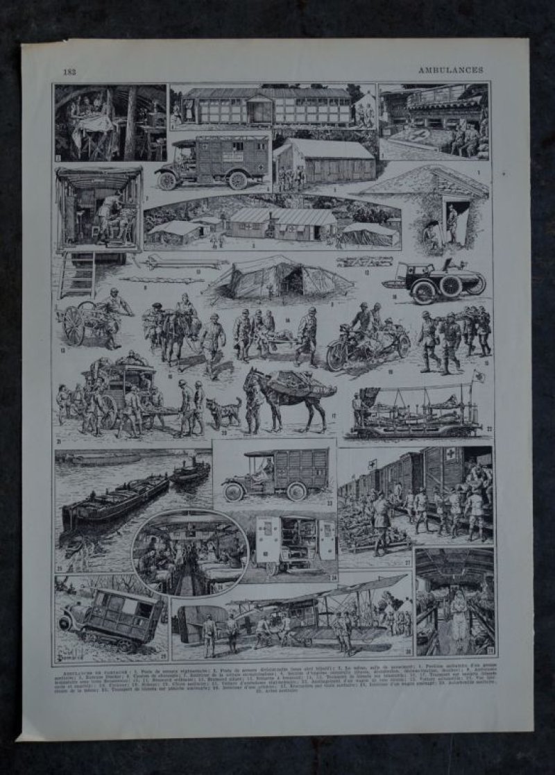 画像1: FRANCE antique ART PAPER  フランスアンティーク 辞書・図鑑の1ページ ［救急車］ 描画 アンティークアート 1900's