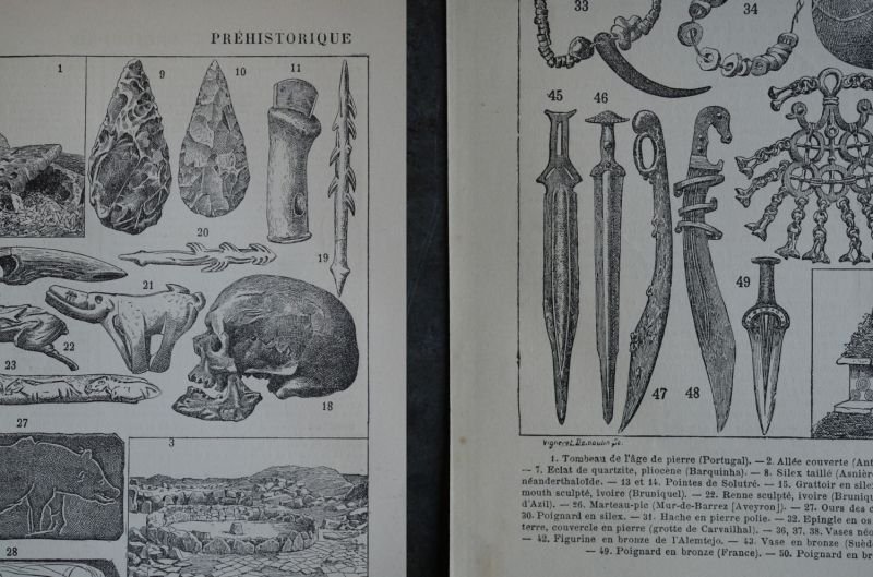 画像3: FRANCE antique ART PAPER  フランスアンティーク 辞書・図鑑の1ページ ［先史時代］ 描画 アンティークアート 1900's