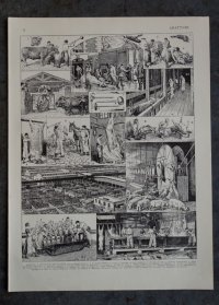 FRANCE antique ART PAPER  フランスアンティーク 辞書・図鑑の1ページ ［食肉処理場］ 描画 アンティークアート 1900's