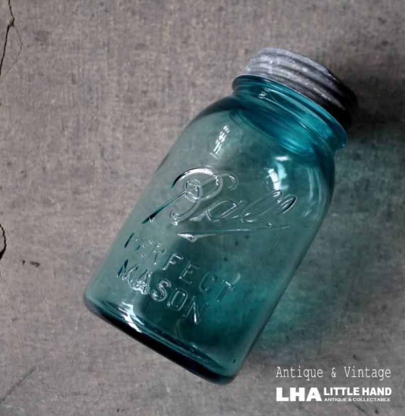 画像1: USA antique Ball Jar (Ｍ) アメリカアンティーク BALL ジャー ガラスジャー (Ｍ) メイソンジャー保存瓶 ヴィンテージ ガラス瓶 1910-23's