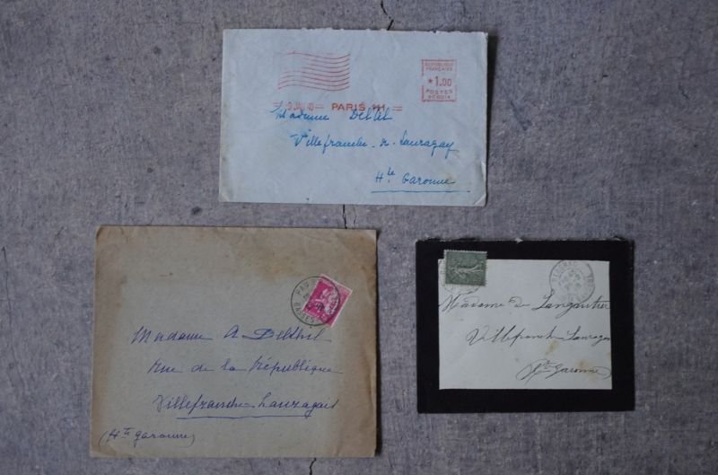 画像2: FRANCE antique LETTER 3pcs フランスアンティー レター 封筒 3枚セット  ヴィンテージ  ビンテージ 1910-1950's