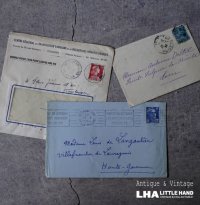 FRANCE antique LETTER 3pcs フランスアンティー レター 封筒 3枚セット  ヴィンテージ  ビンテージ 1910-1950's