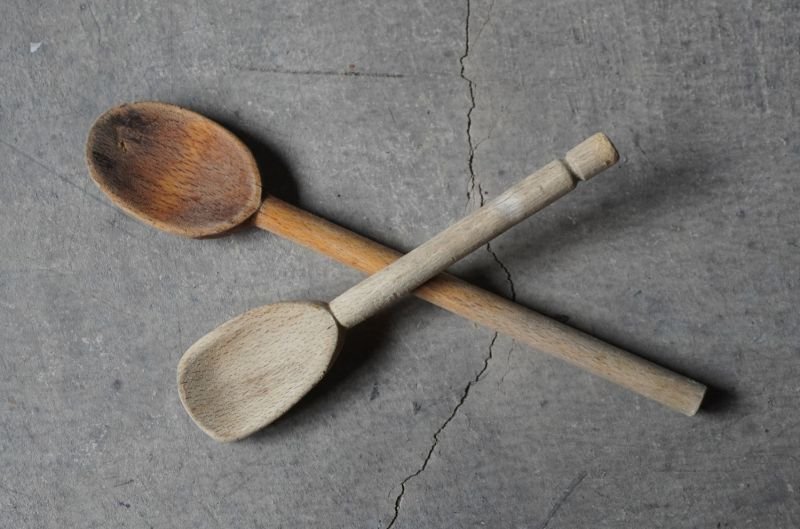 画像3: ENGLAND antique Wooden Spoon 2pcs イギリスアンティーク 木製 スプーン ウッドスプーン 2個セット 1920-50's