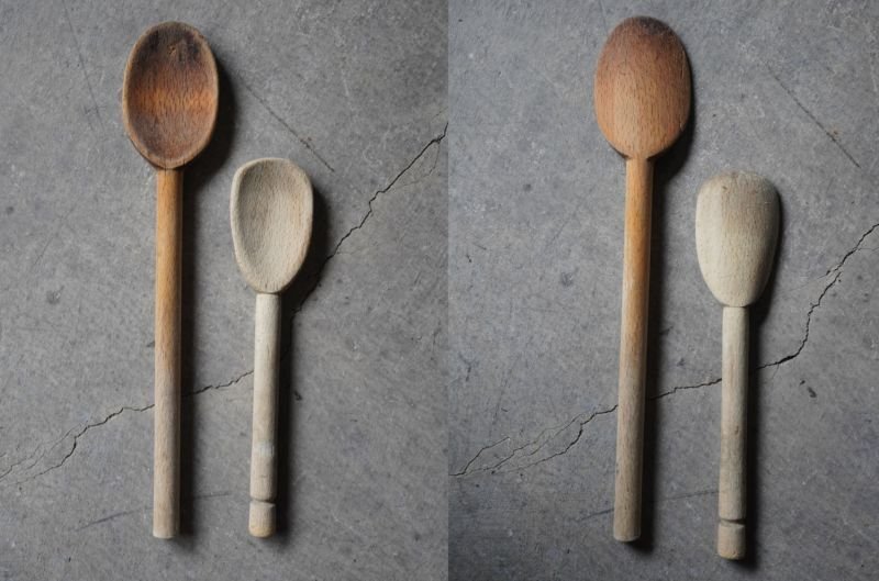 画像2: ENGLAND antique Wooden Spoon 2pcs イギリスアンティーク 木製 スプーン ウッドスプーン 2個セット 1920-50's