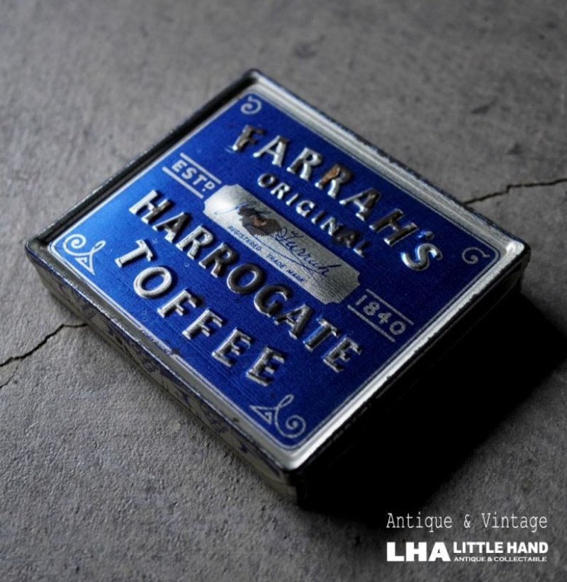 画像1: ENGLAND antique FARRAH'S HARROGATE TOFFEE TIN イギリスアンティーク  ティン缶 お菓子缶 ブリキ缶 ヴィンテージ 缶 1950-60's