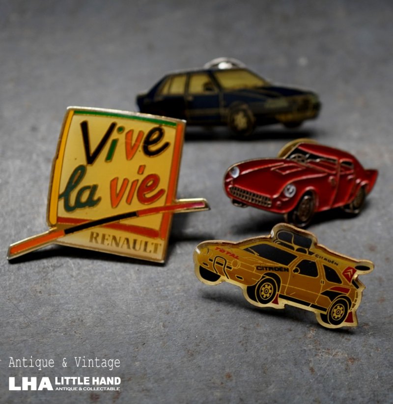 画像1: FRANCE antique PINS Pin Badge 4pcs フランスアンティーク ピンズ ピンバッジ 4個  CAR 車 自動車 ヴィンテージ 1980-90's