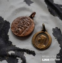 FRANCE antique MEDAILLE 2pcs フランスアンティーク メダイユ 2個セット ロザリオ  1930-50's