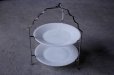 画像2: ENGLAND antique OLD HALL FOLDING CAKE STAND & U.S.A. vintage Fire-king White 1700Line Dinner Plate イギリスアンティーク オールドホール ケーキスタンドベース＆アメリカヴィンテージ ファイヤーキング ホワイト 1700ライン ディナープレート 1946-58's (2)