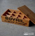 画像1: 【RARE】ENGLAND antique BOVRIL BOX with LID イギリスアンティーク ボブリル 木製 ウッドボックス [仕切り・フタ付き] ヴィンテージ 1950's   (1)