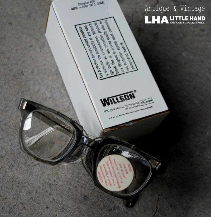 画像1: U.S.A. antique WILLSON SAFETY GLASSES GOGLLE アメリカアンティーク ウィルソン 未使用 デッドストック サイドガード付き ゴーグル ファッショングラス BOX ヴィンテージ　1968's 