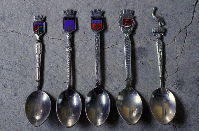 画像2: antique SOUVENIR SPOON 5pcs アンティーク スーベニアスプーン 5本SET コーヒースプーン ティースプーン お土産 1940-60'ｓ 